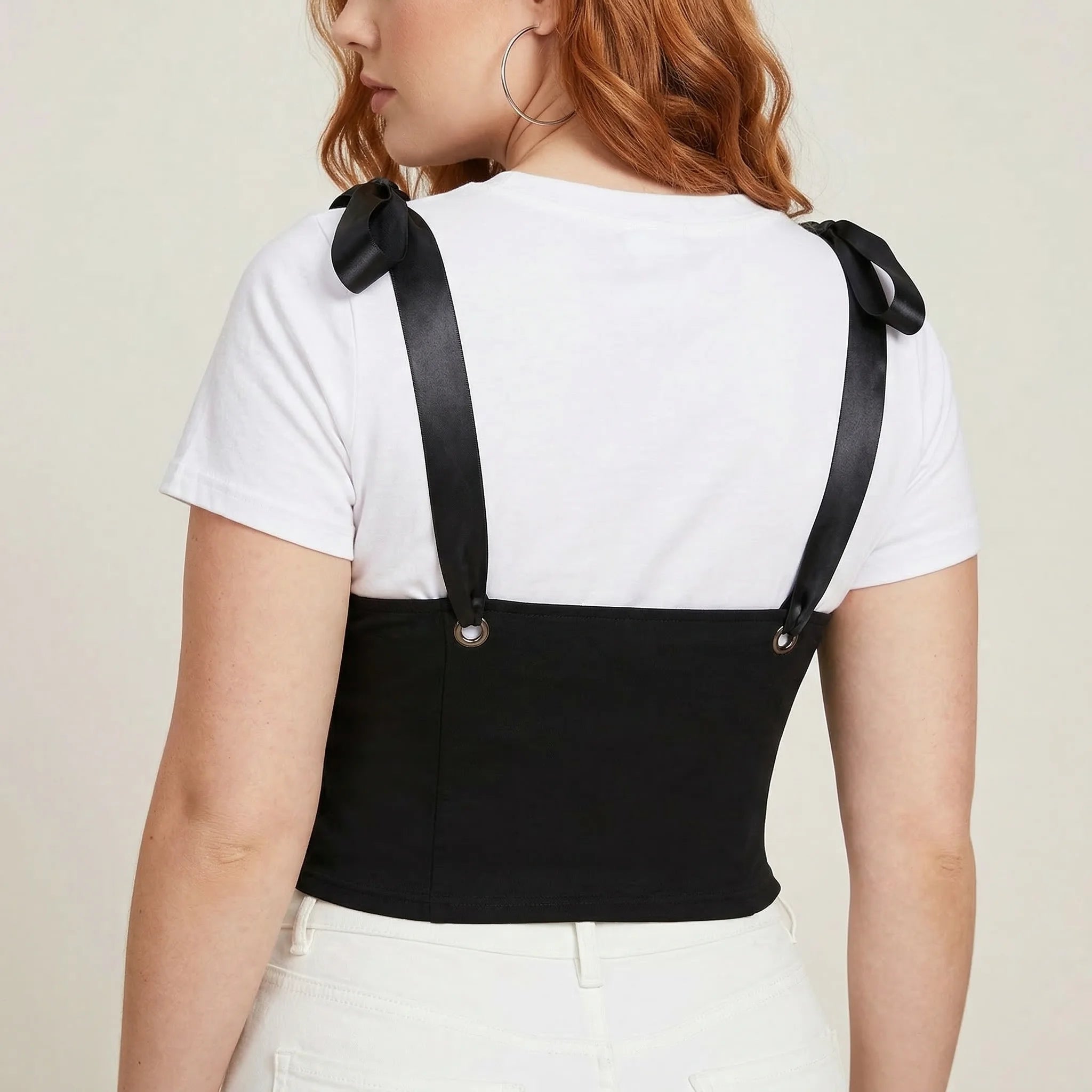 Ceinture Corset Noire à Bretelles - Vue dos (plus-size)