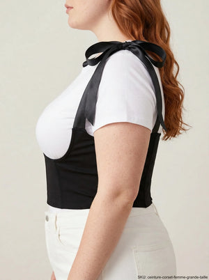 Ceinture Corset Noire à Bretelles - Vue profil (plus-size)