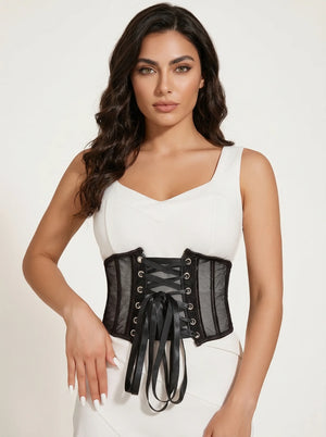 Ceinture Corset Noire à Laçage - Vue principale (moyenne)