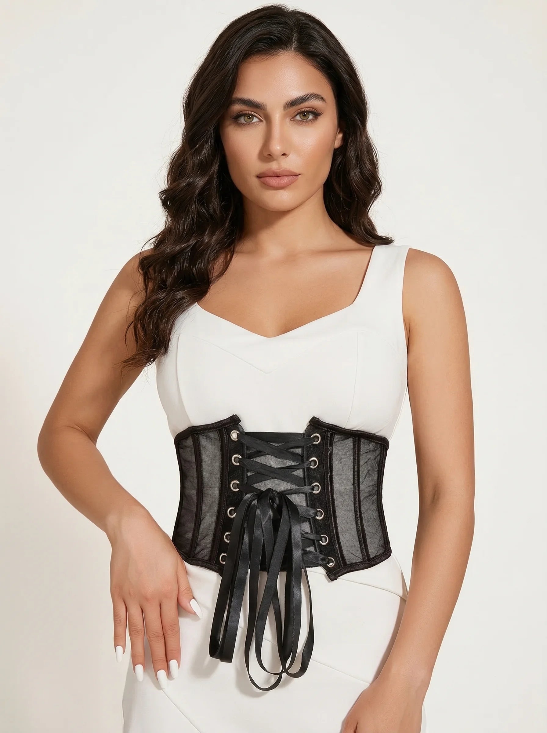Ceinture Corset Noire à Laçage - Vue principale (moyenne)