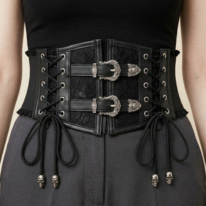 Ceinture Corset Noire à Lacets - Vue face (petite)