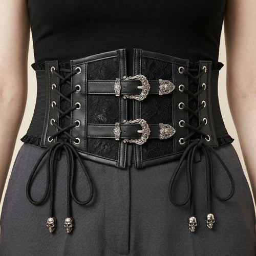 Ceinture Corset Noire à Lacets - Vue face (petite)