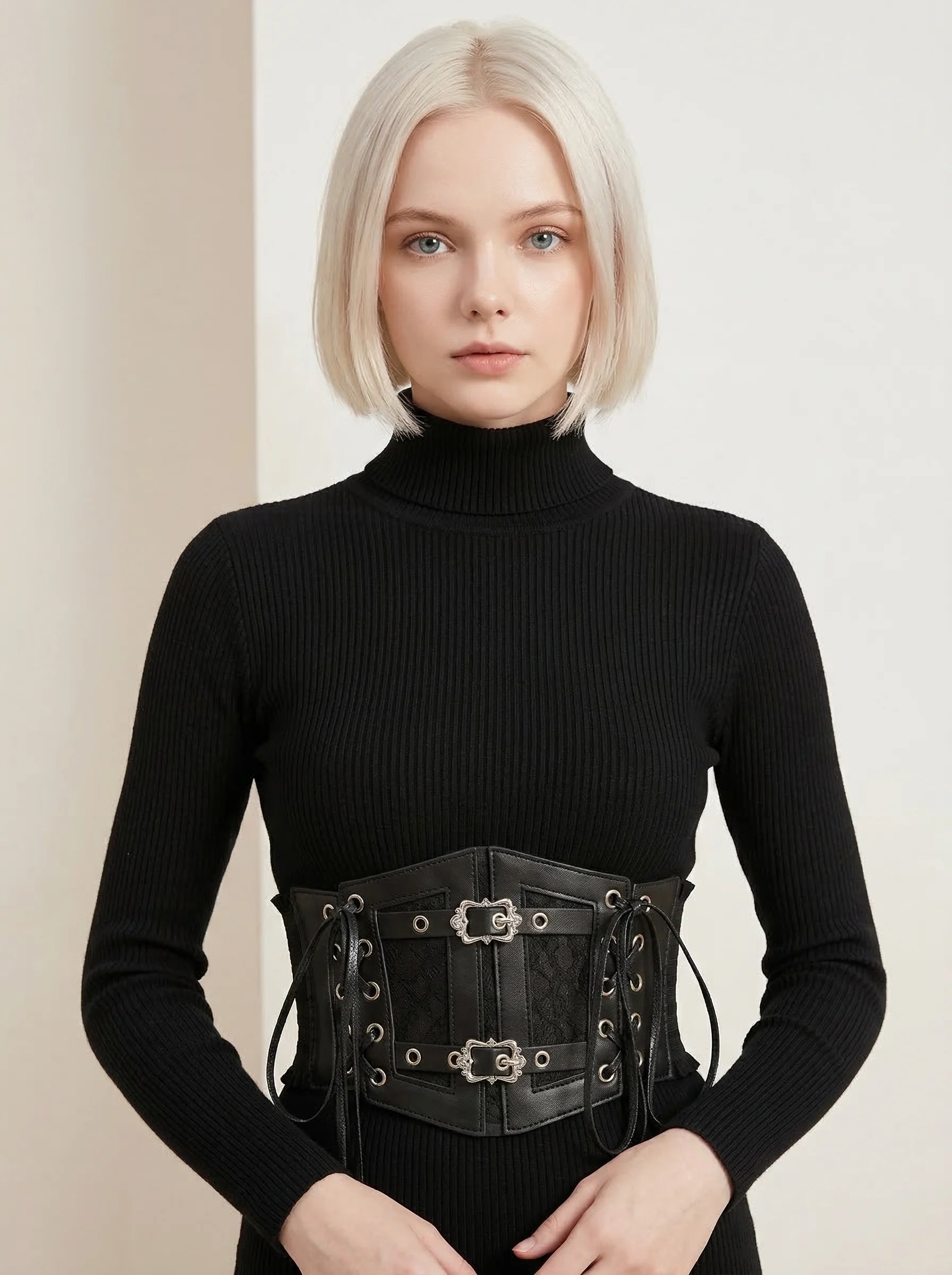 Ceinture Corset Noire à Lacets