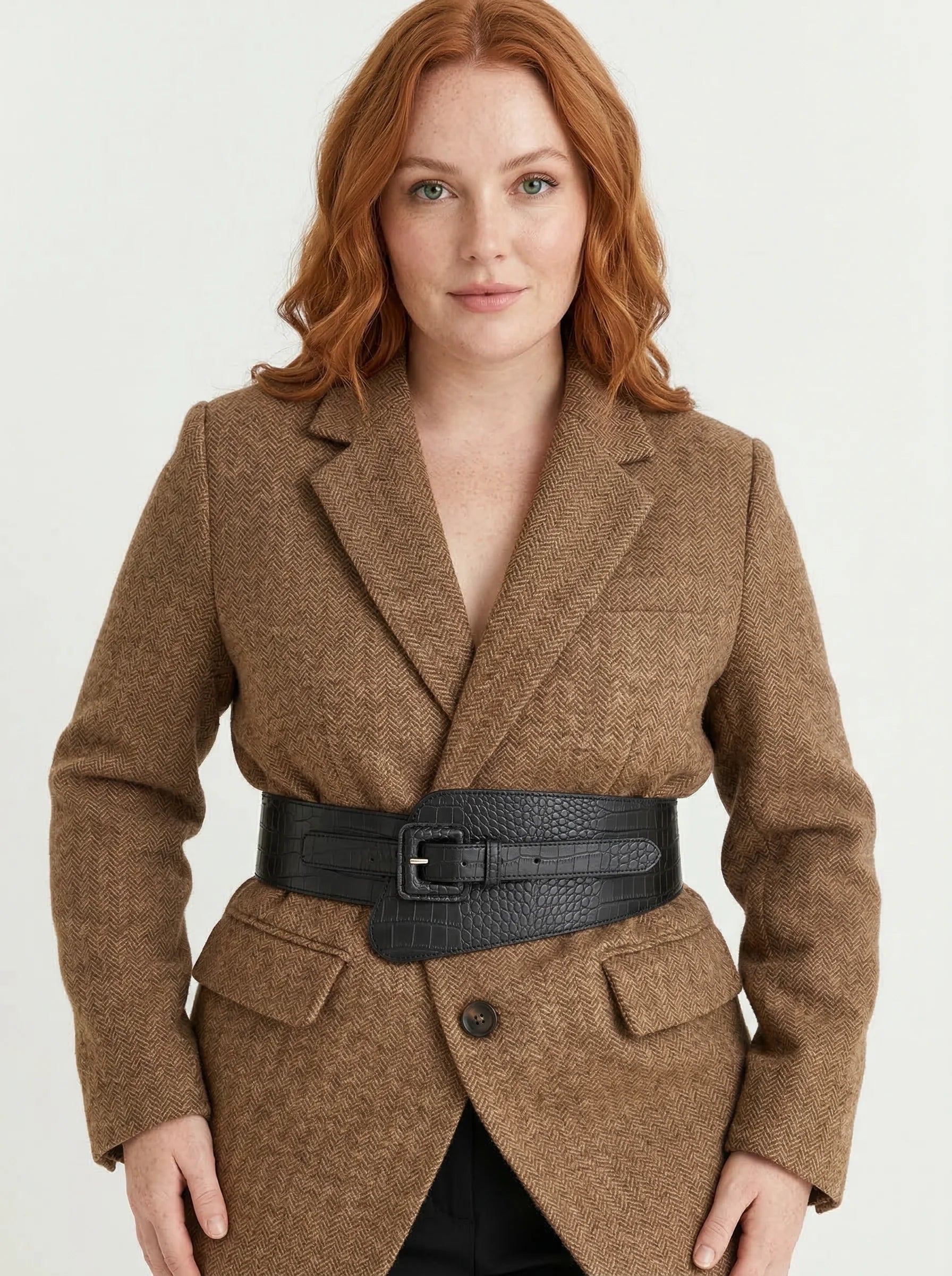Ceinture Corset Noire Effet Croco