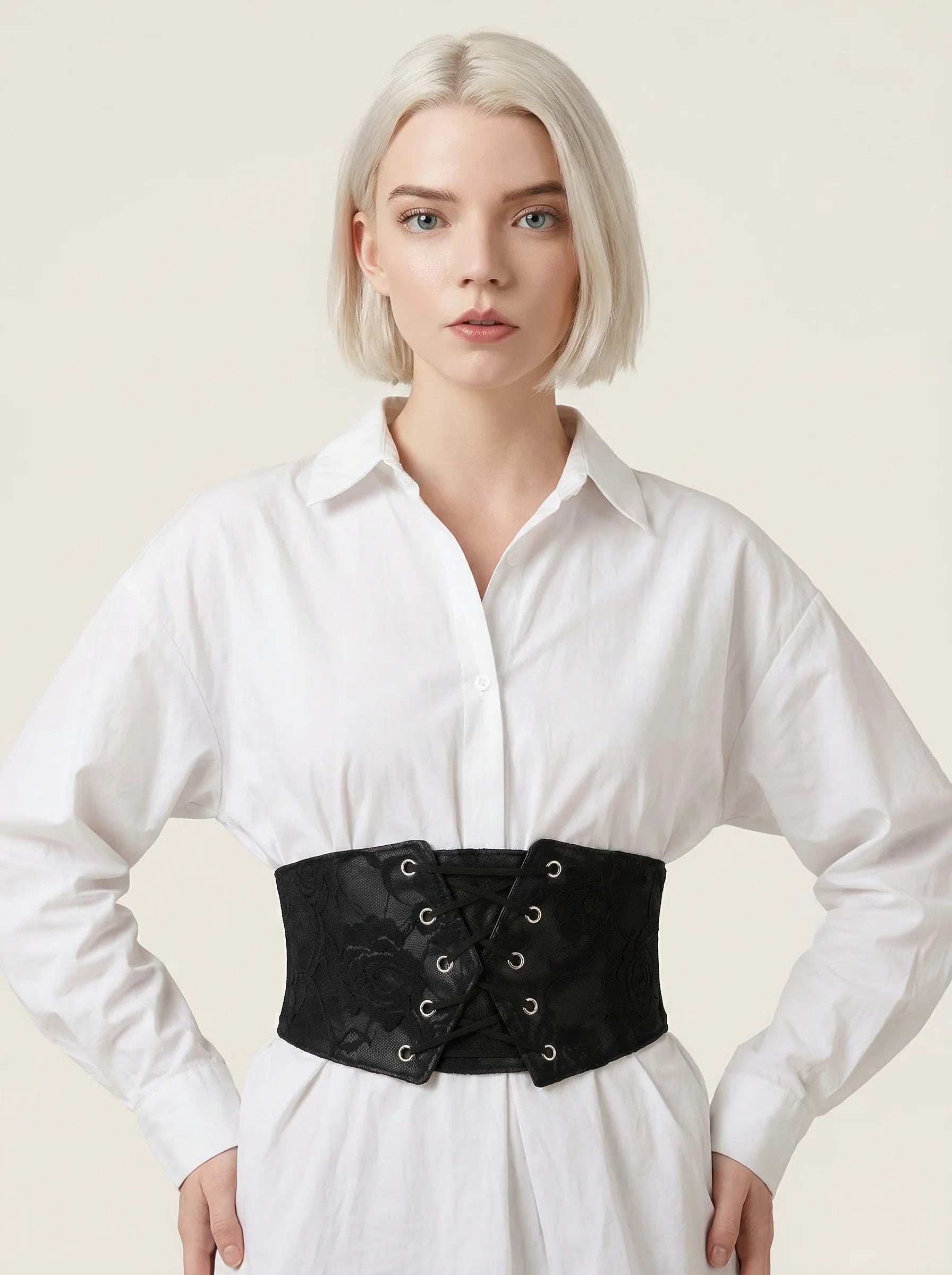 Ceinture Corset Noire en Dentelle