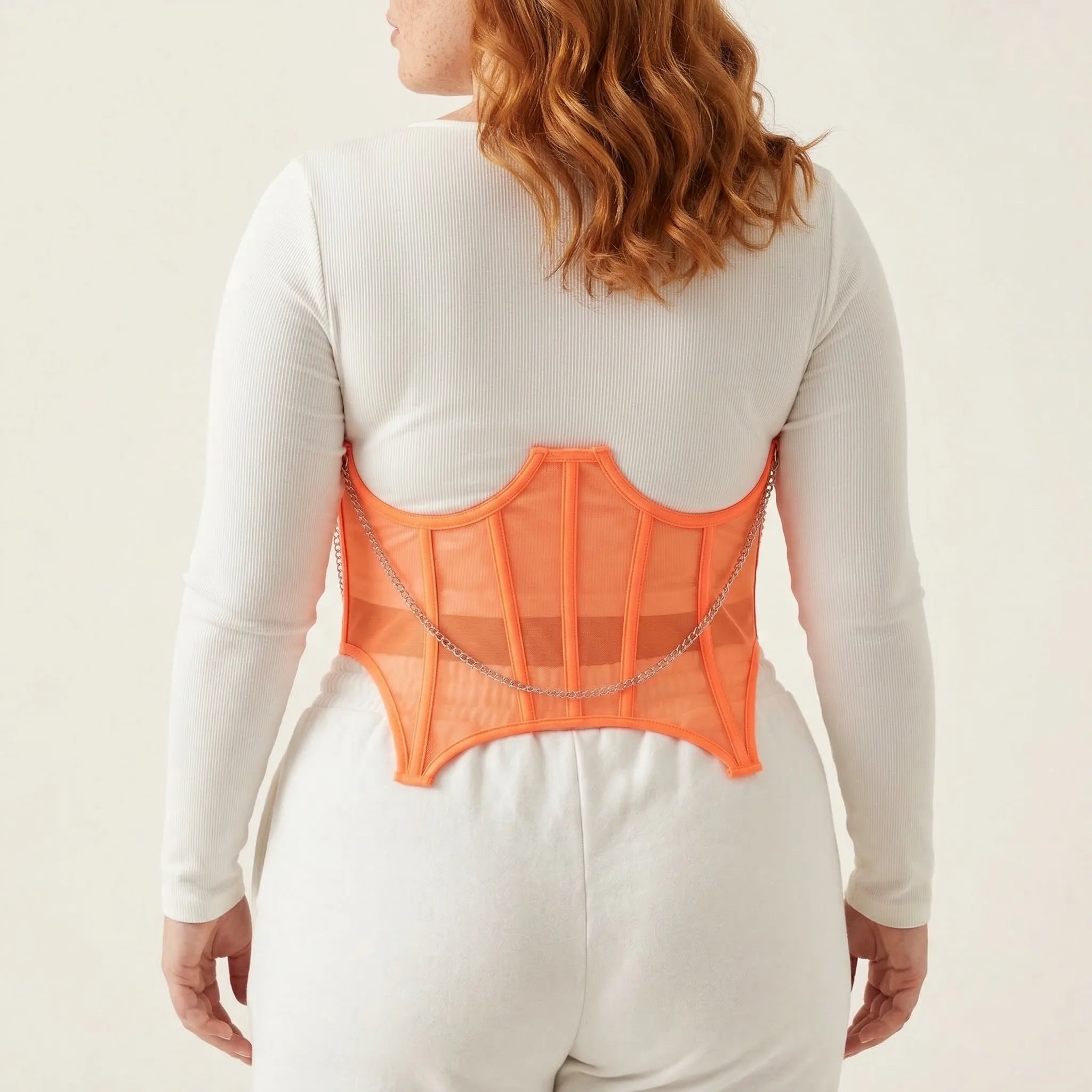 Ceinture Corset Orange à Chaîne - Vue dos (plus-size)