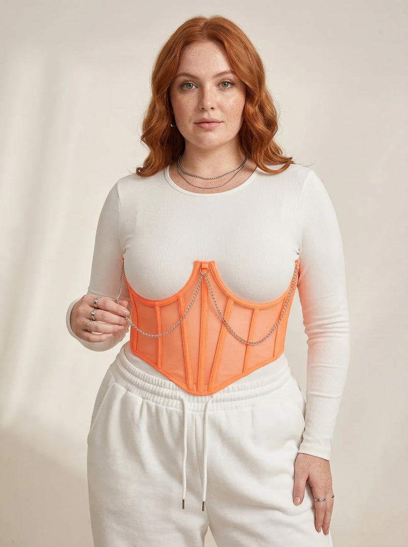 Ceinture Corset Orange à Chaîne - Vue principale (plus-size)