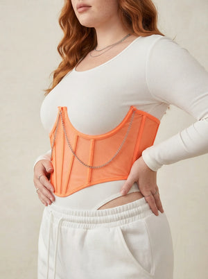 Ceinture Corset Orange à Chaîne - Vue profil (plus-size)