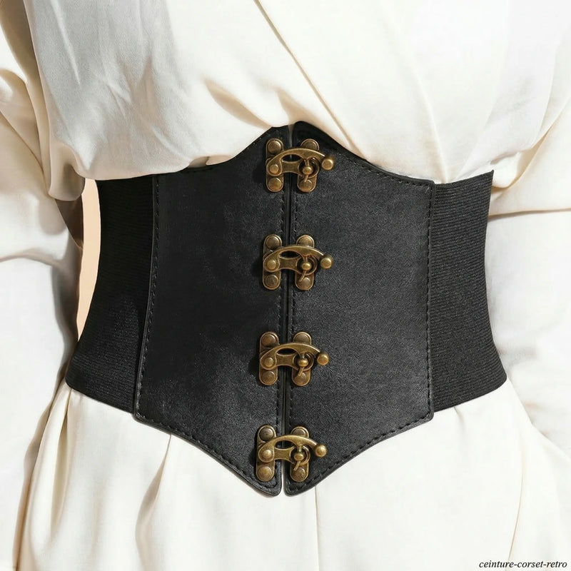 Ceinture Corset Rétro Noir - Vue face (moyenne)