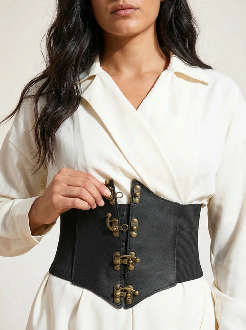 Ceinture Corset Rétro Noir - Vue principale (moyenne)