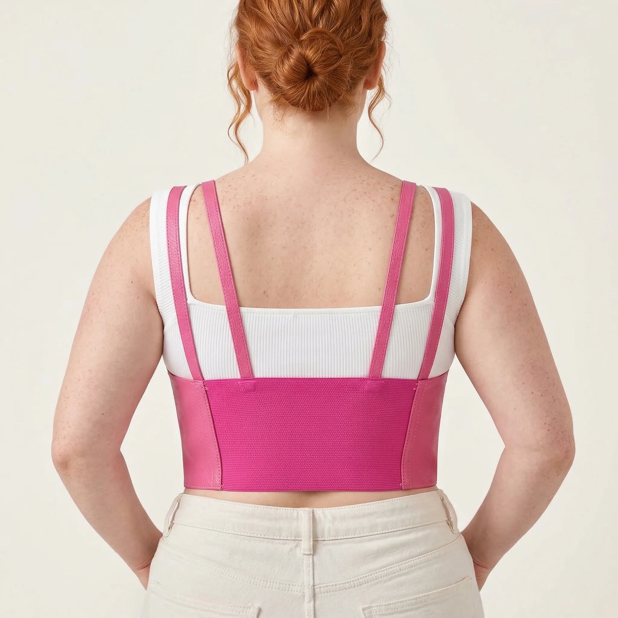 Ceinture Corset Rose à Bretelles - Vue dos (plus-size)