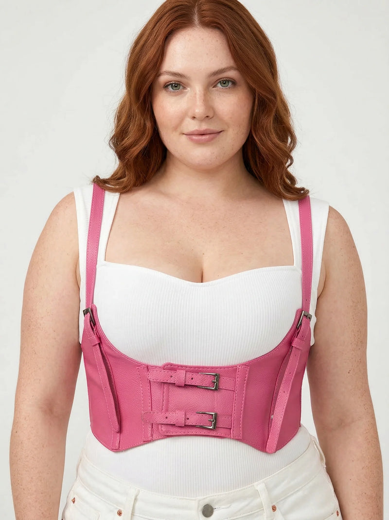 Ceinture Corset Rose à Bretelles - Vue principale (plus-size)