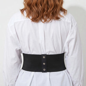 Ceinture Corset Simili Cuir Noir - Vue dos (plus-size)