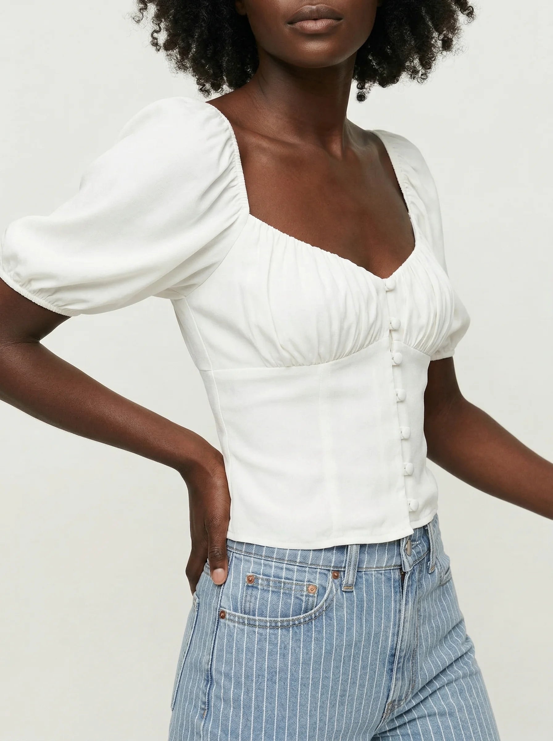 Chemise Corset Blanche - Vue mouvement (curvy)
