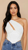 Corselet Blanc Drapé Asymétrique