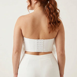 Corset à Plumes Blanc - Vue dos (plus-size)