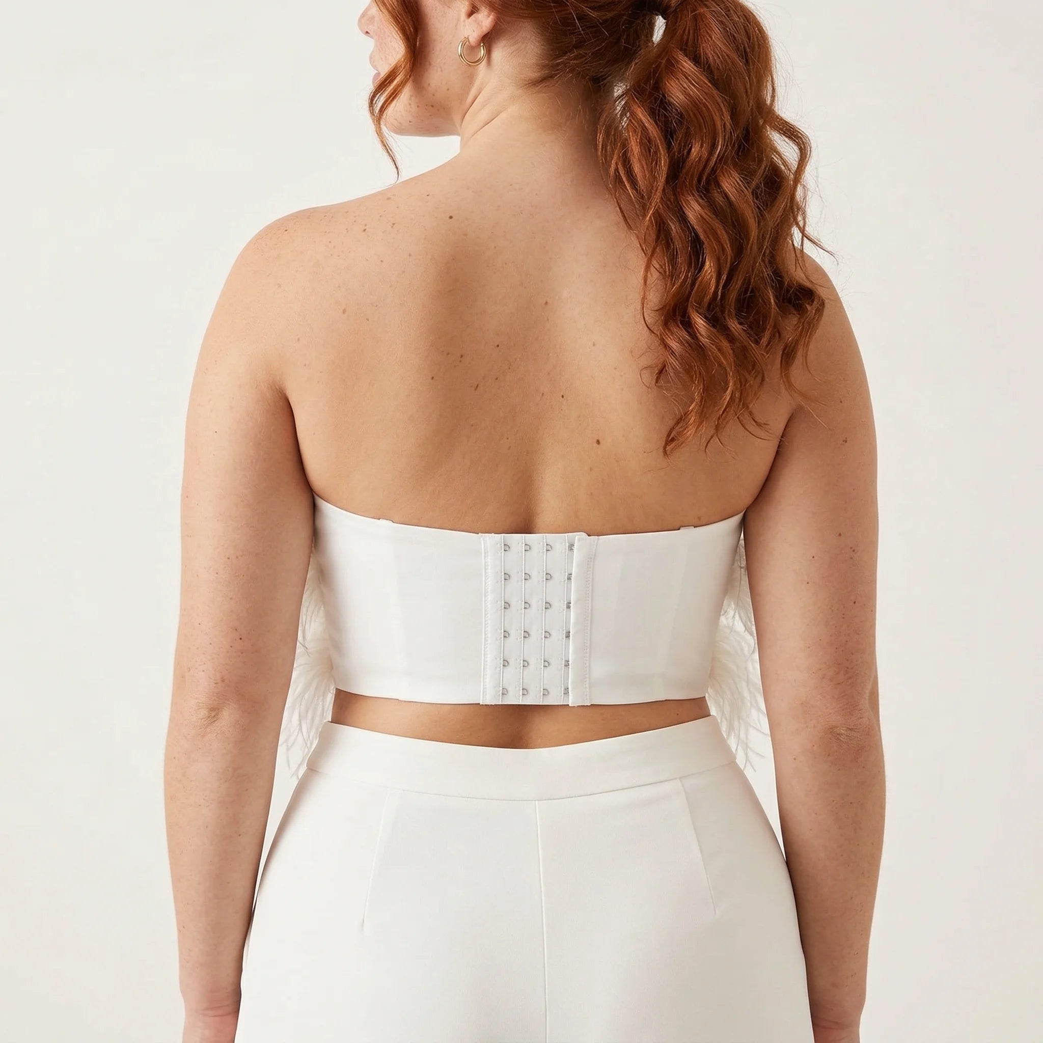 Corset à Plumes Blanc - Vue dos (plus-size)
