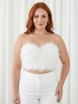 Corset à Plumes Blanc - Vue principale (plus-size)