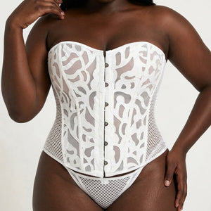 Corset Asymétrique Blanc - Vue face (curvy)