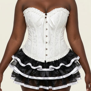 Corset Blanc Avec Jupe - Vue face (curvy)