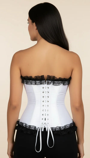 Corset Blanc Dentelle Volants - Vue dos