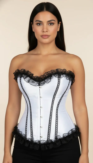 Corset Blanc Dentelle Volants - Vue principale