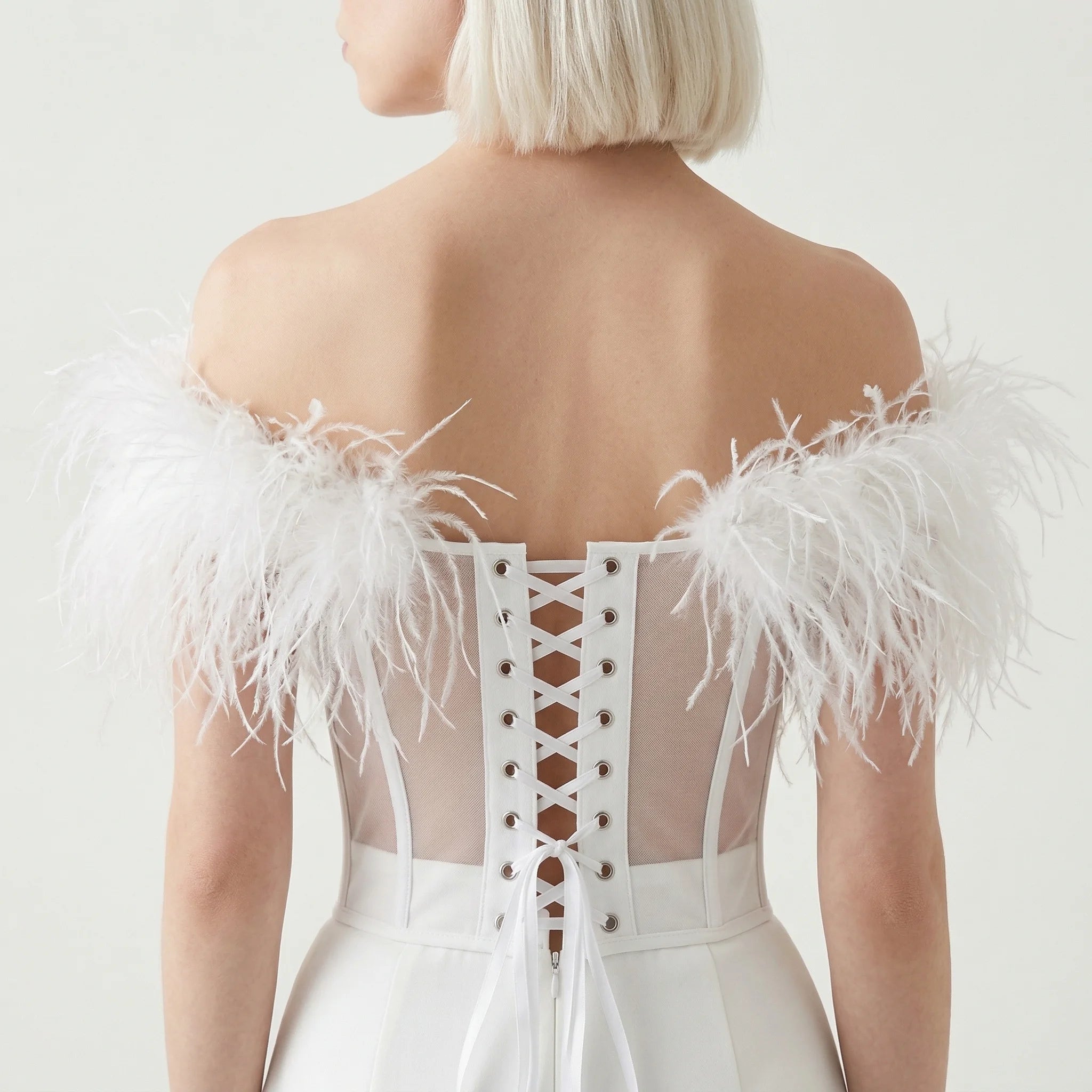 Corset Blanc Fourrure - Vue dos (petite)