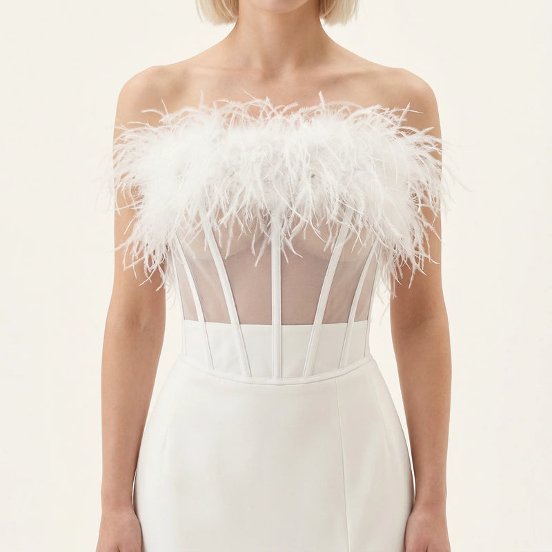 Corset Blanc Fourrure - Vue face (petite)