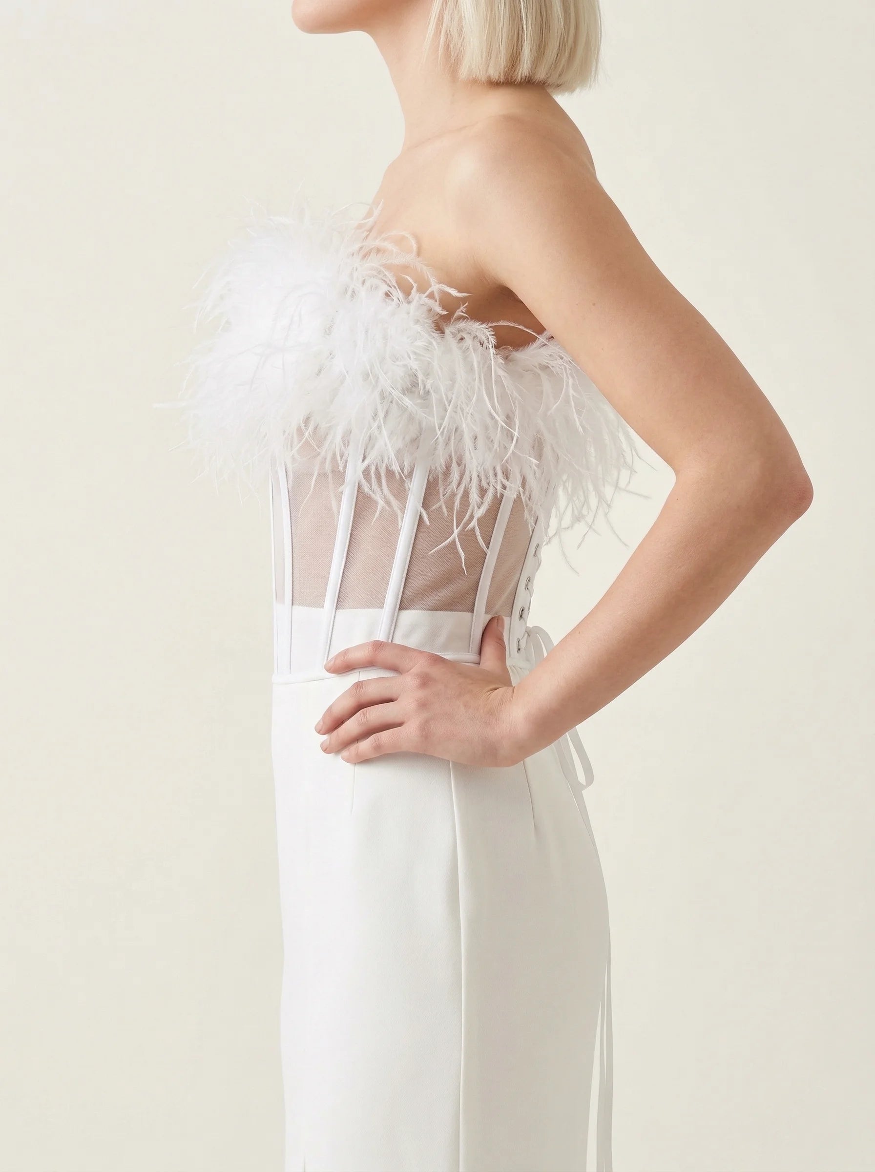 Corset Blanc Fourrure - Vue profil (petite)