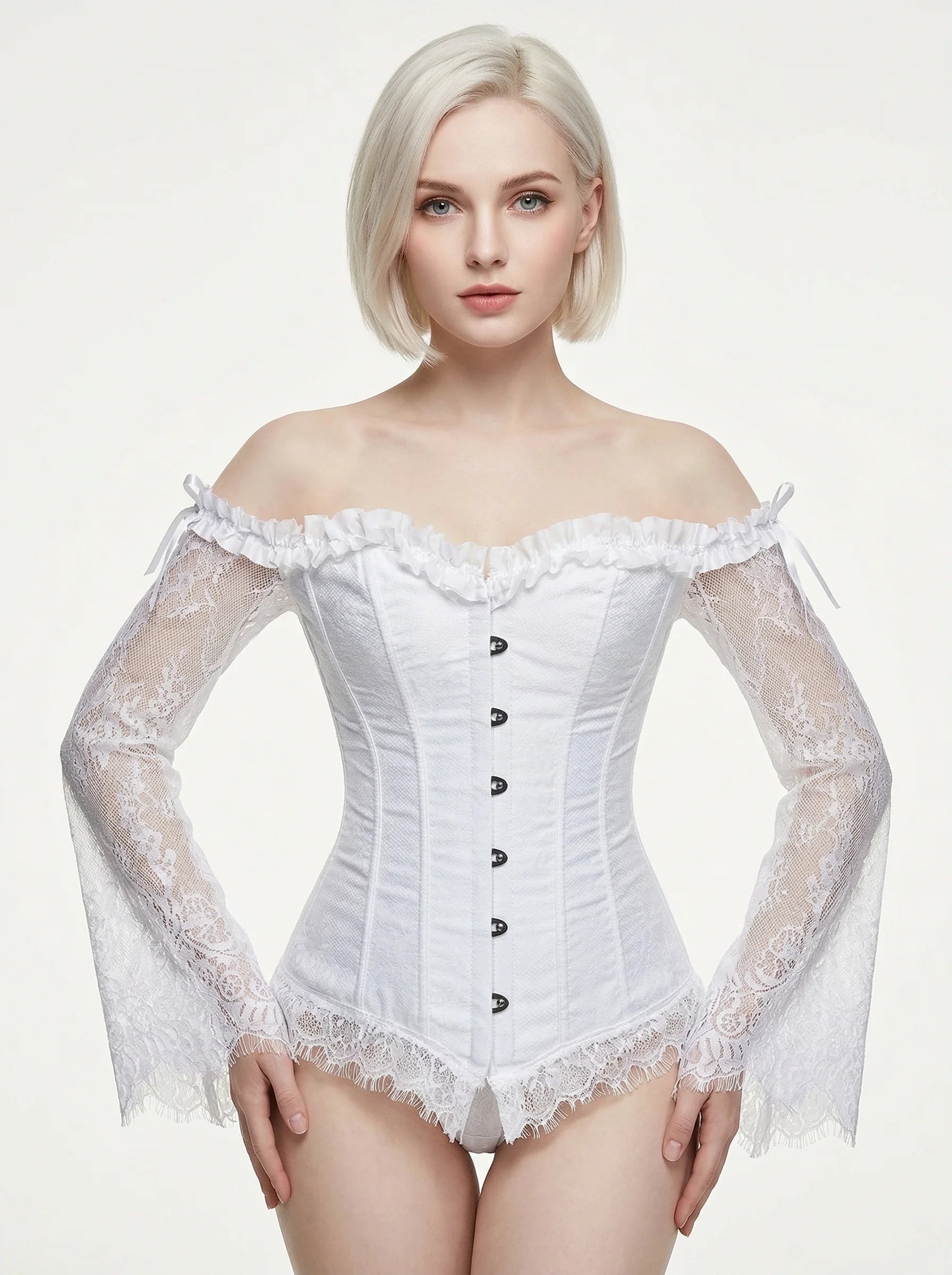 Corset Blanc Manches Longues - Vue principale (petite)