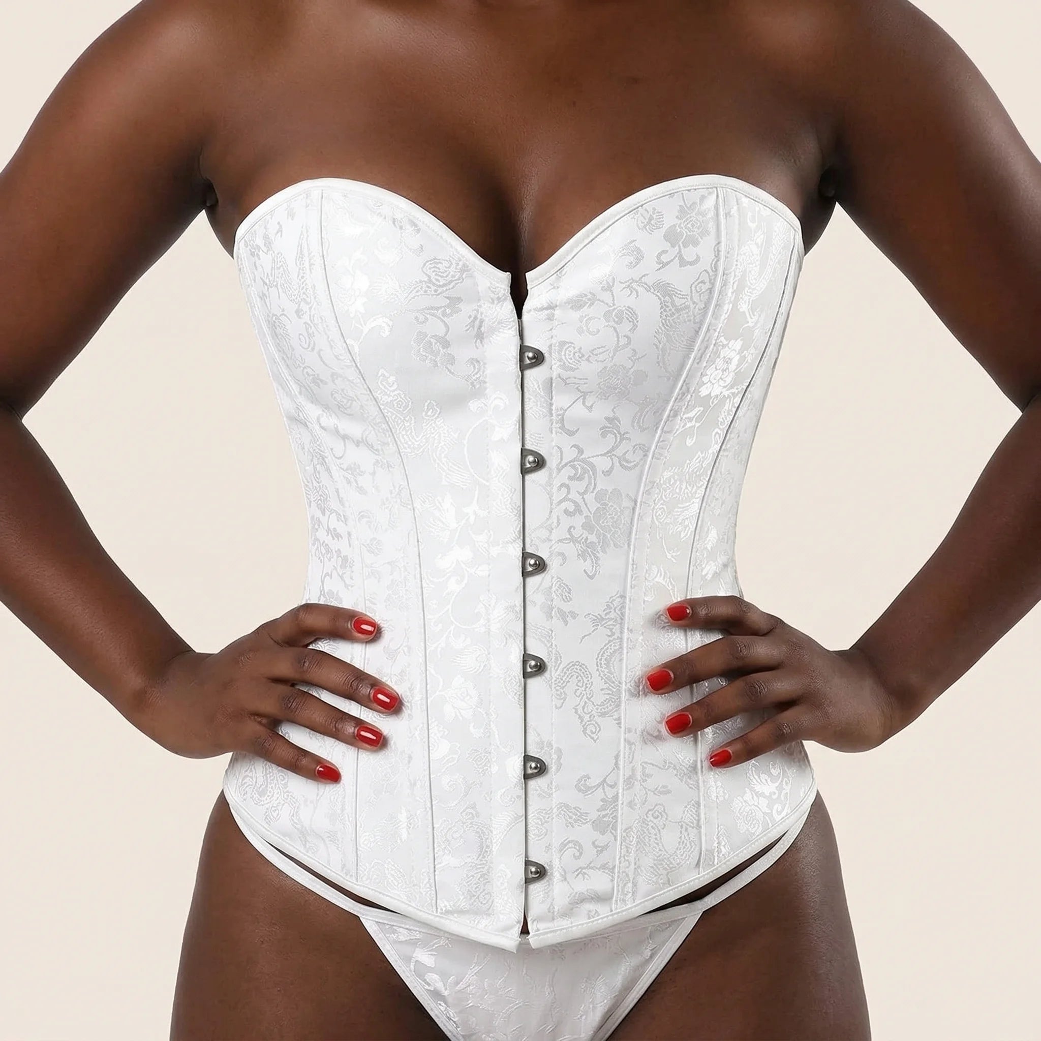Corset Blanc Sexy - Vue face (curvy)