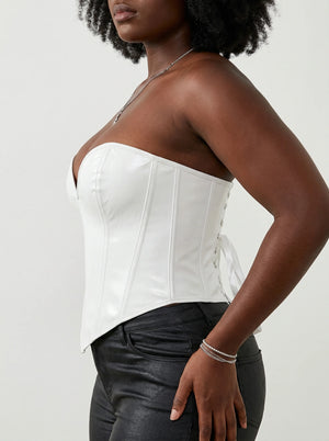 Corset Blanc Simili Cuir - Vue profil (curvy)