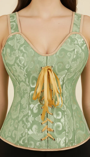 Corset Bretelles Jacquard Vert Sauge - Vue face