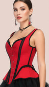 Corset Bretelles Rouge Laçage