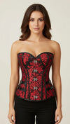 Corset Bustier Brocart Rouge Gothique
