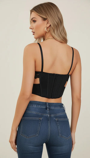 Corset Bustier Dentelle Noire - Vue dos