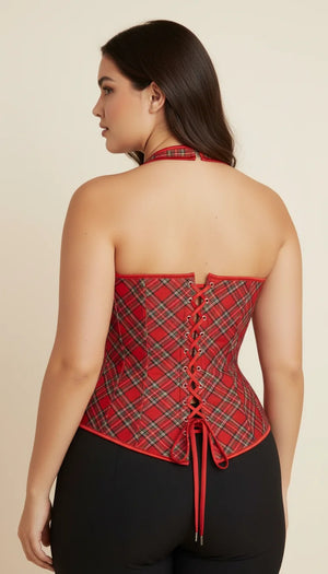 Corset Bustier Écossais Rouge - Vue dos