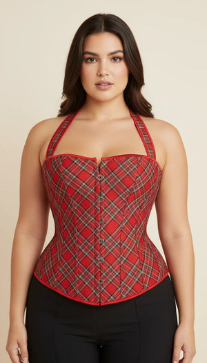 Corset Bustier Écossais Rouge