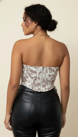 Corset Bustier Fleuri Dos Lacé - Vue dos