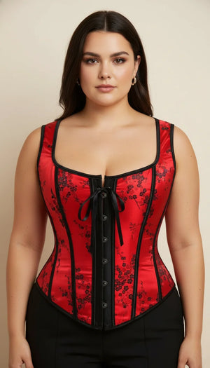 Corset Bustier Fleuri Rouge