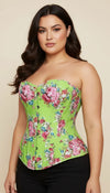 Corset Bustier Fleuri Vert Pomme