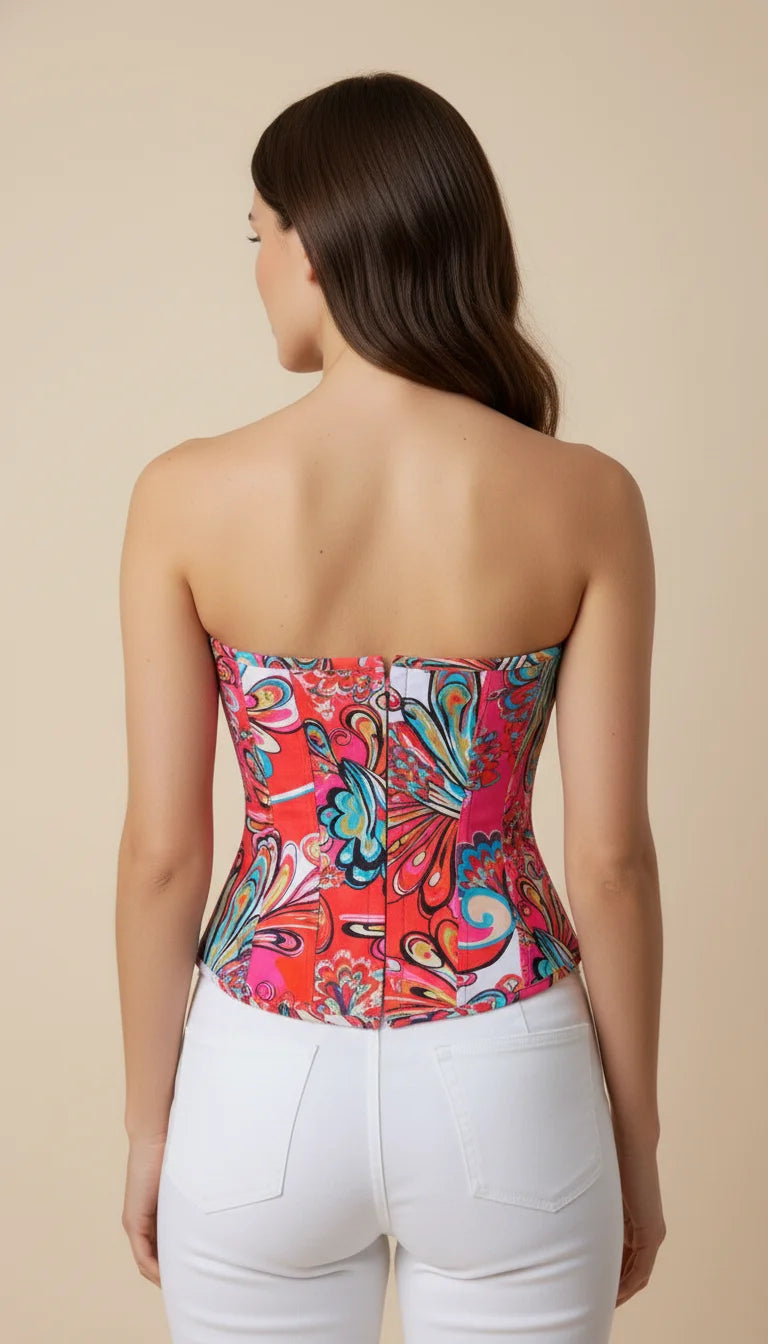 Corset Bustier Imprimé Vif - Vue dos