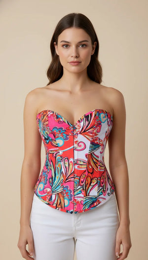Corset Bustier Imprimé Vif