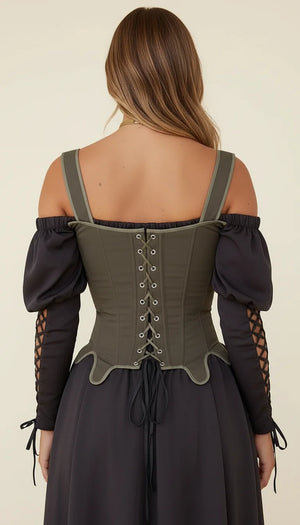 Corset Bustier Kaki à Lacets - Vue dos