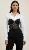 Corset Bustier Maille Chaînes Noires