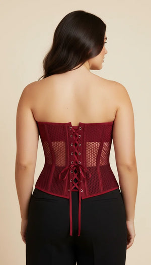 Corset Bustier Maille Rouge - Vue dos