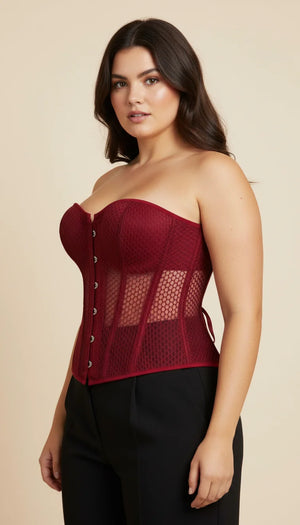 Corset Bustier Maille Rouge