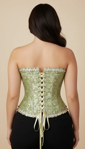Corset Bustier Motifs Floraux Vert Sauge - Vue dos