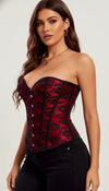 Corset Bustier Rouge Dentelle Fleurie