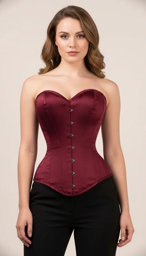 Corset Bustier Satin Bordeaux